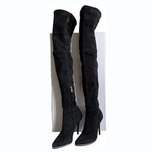 Balmain Black Suede Thigh High Boots (US 7.5)
